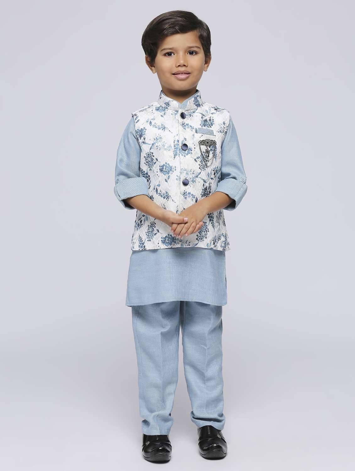 boys floral kurta & bottom set