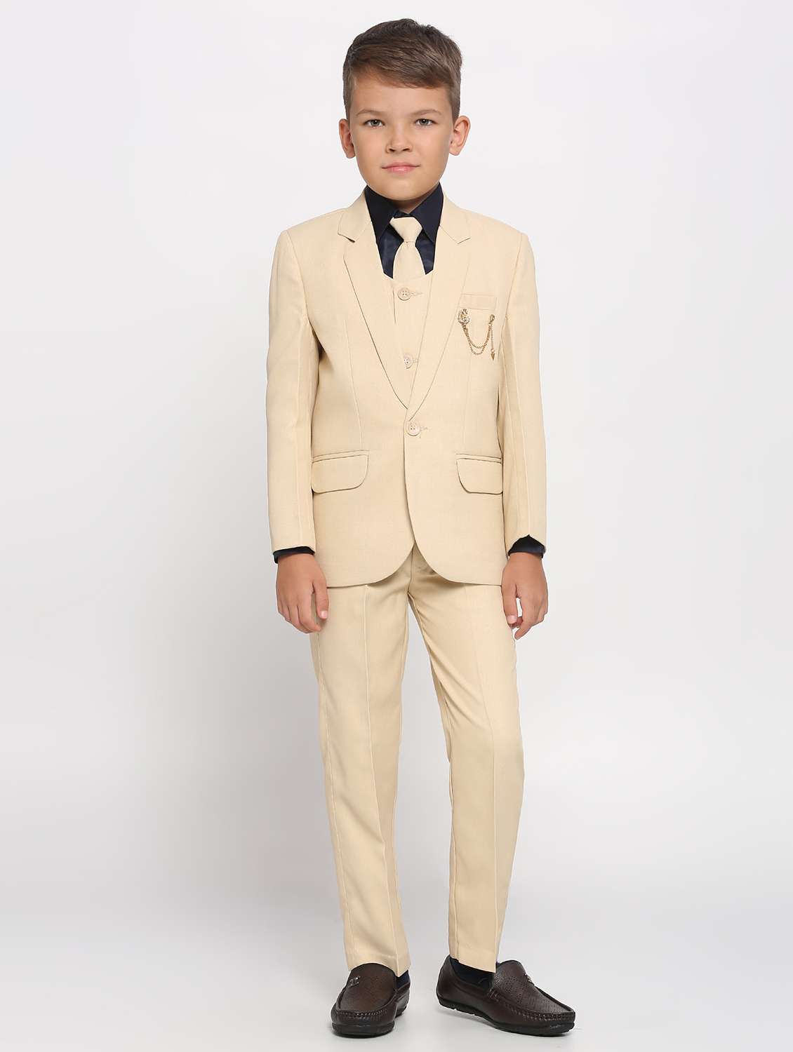 boys solid five piece suit set