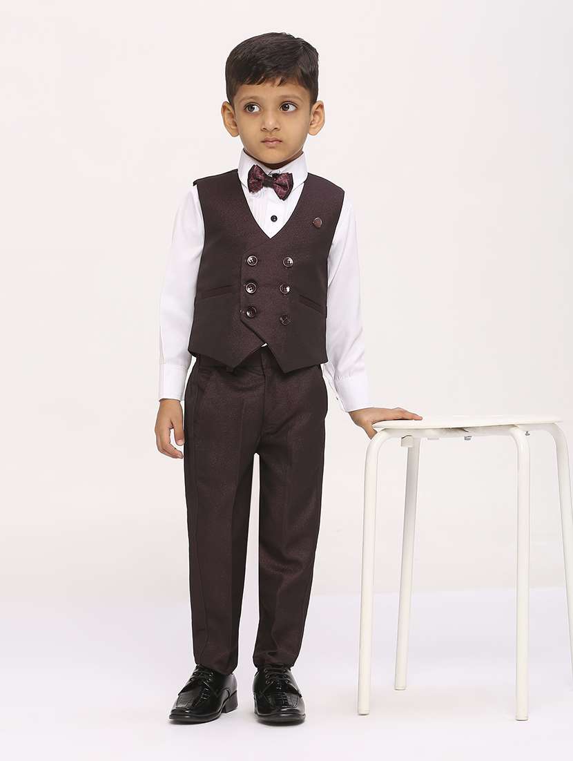 maroon cotton blend suit set - 21057570 -  Standard Image - 1