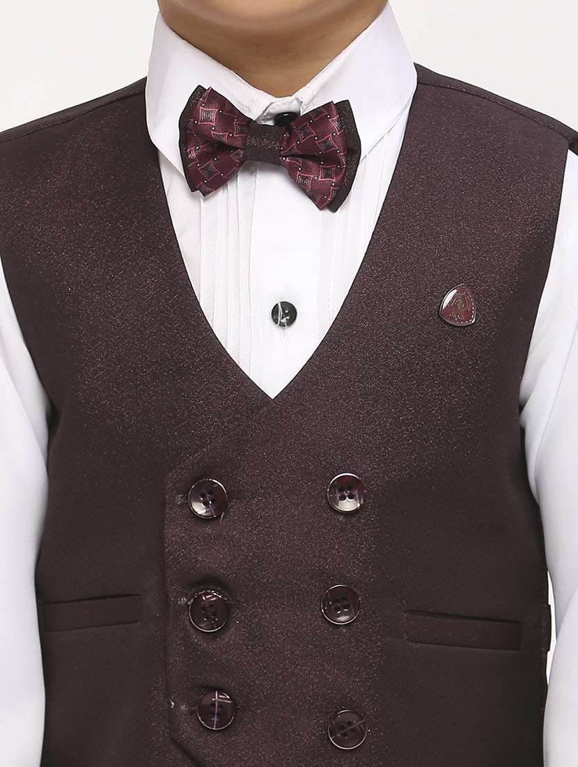 maroon cotton blend suit set - 21057570 -  Standard Image - 4