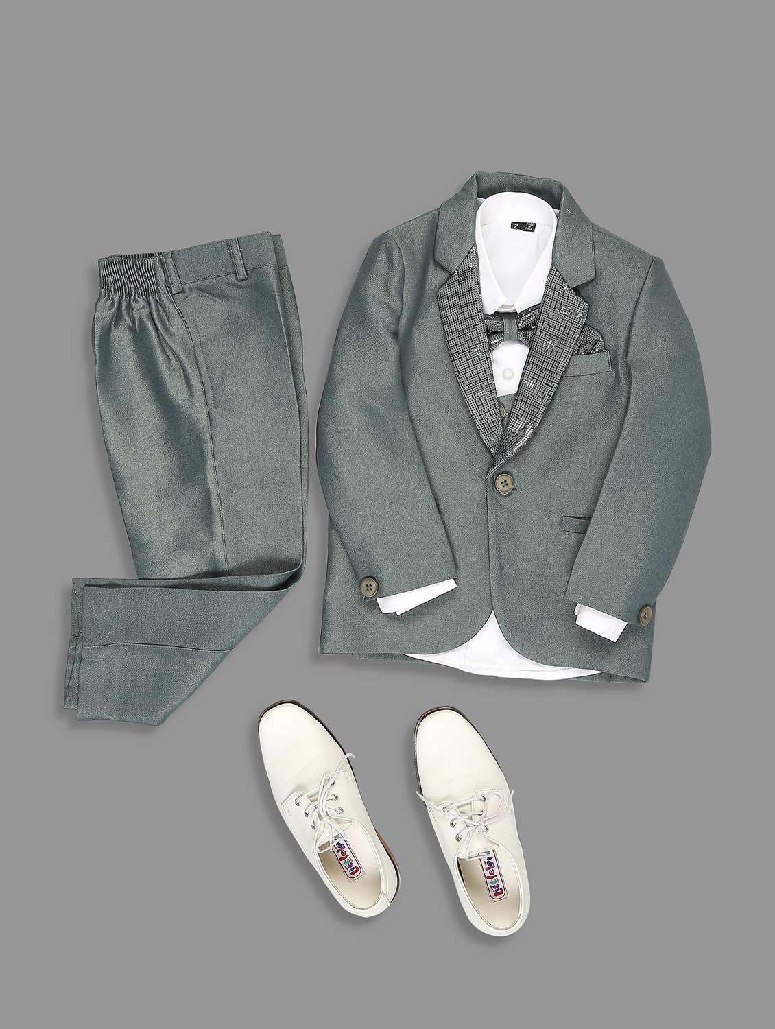 boys solid with work 5 piece suit set