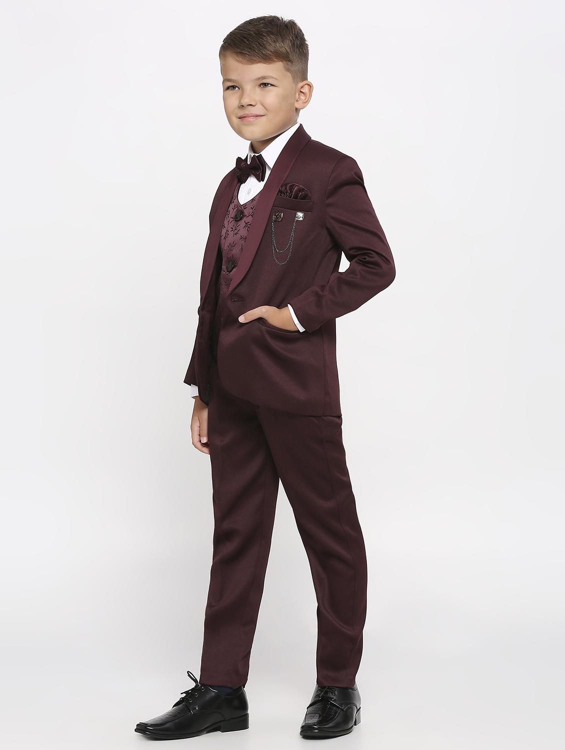 boys solid with work 5 piece suit set - 21057647 -  Standard Image - 1
