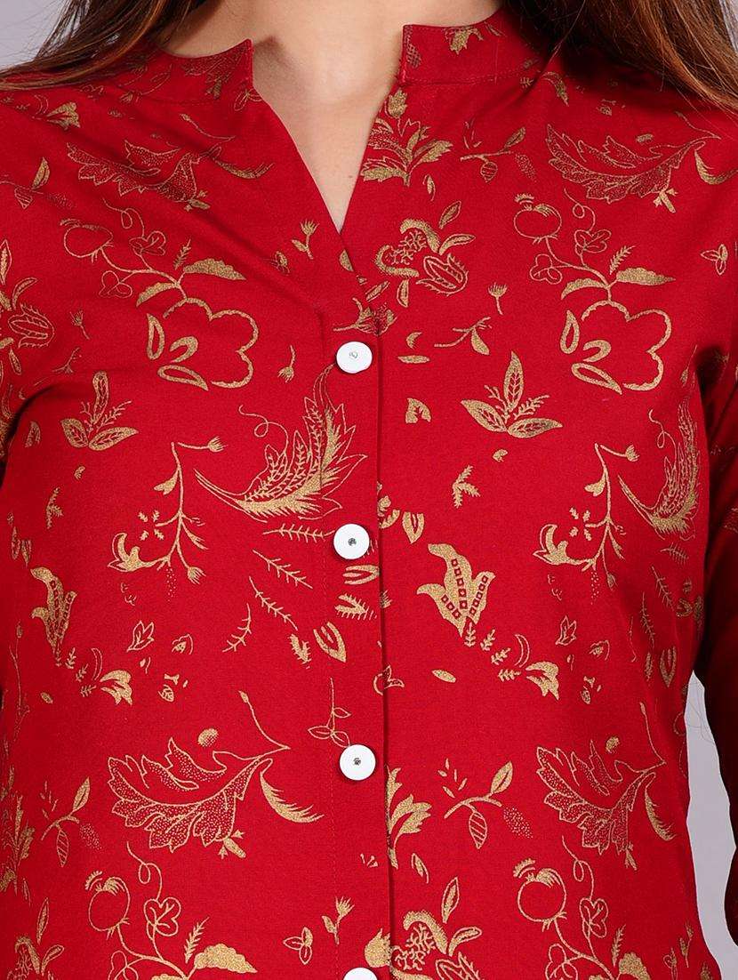 women maroon floral printed a-line kurti - 21057651 -  Standard Image - 1