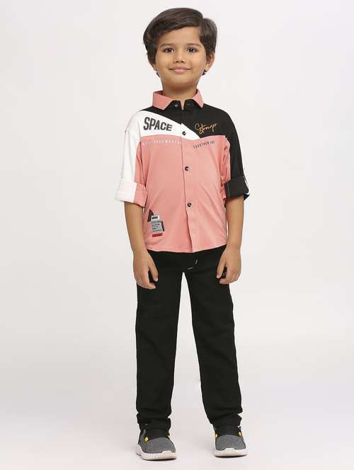 boys color block full length set