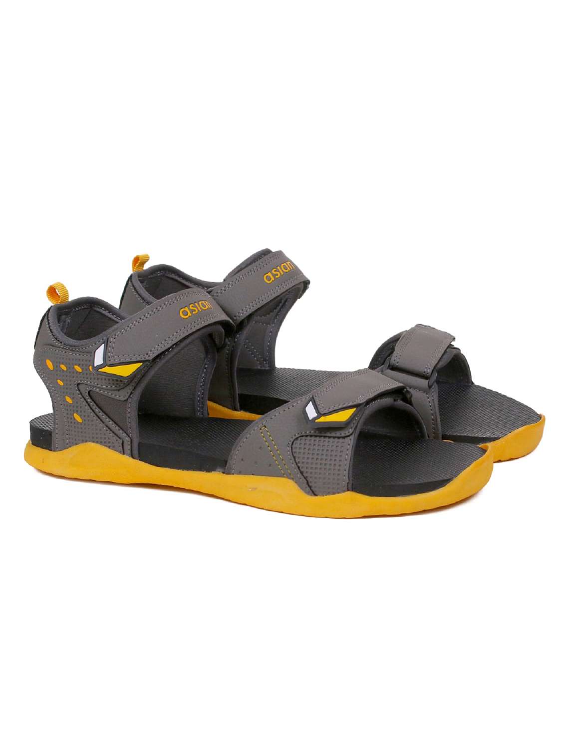 grey synthetic & mesh back strap floaters