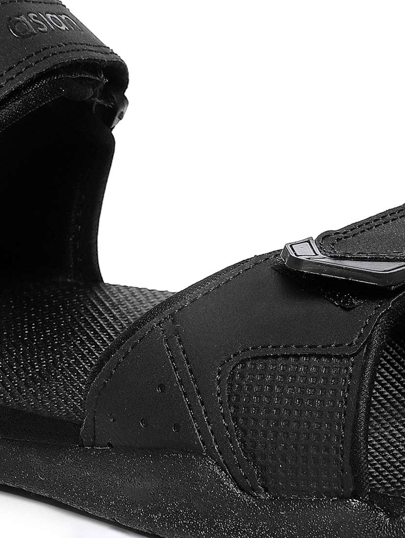 black synthetic & mesh back strap floaters - 21057704 -  Standard Image - 4