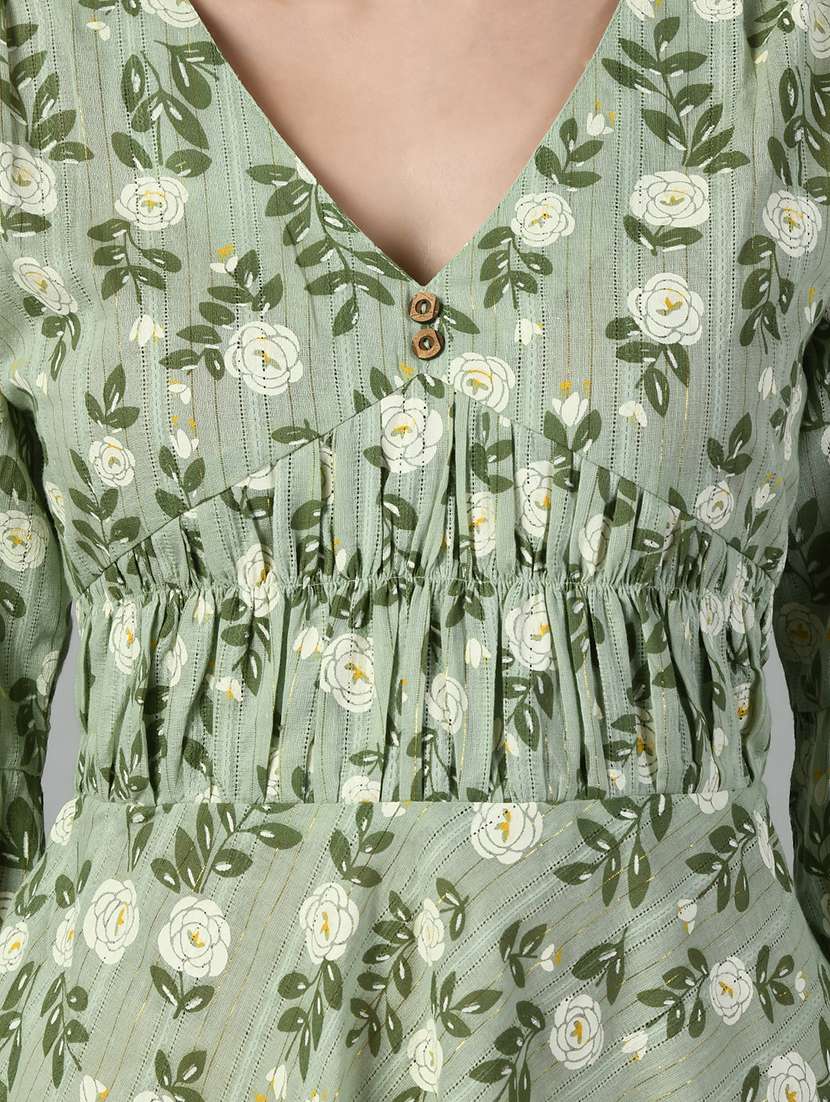 women green floral printed fit & flare dress - 21057786 -  Standard Image - 4