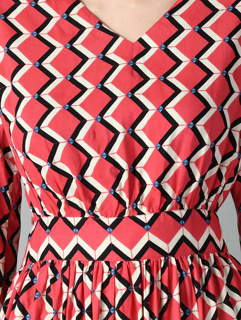 women pink printed detailed midi dress - 21057794 -  Standard Image - 4