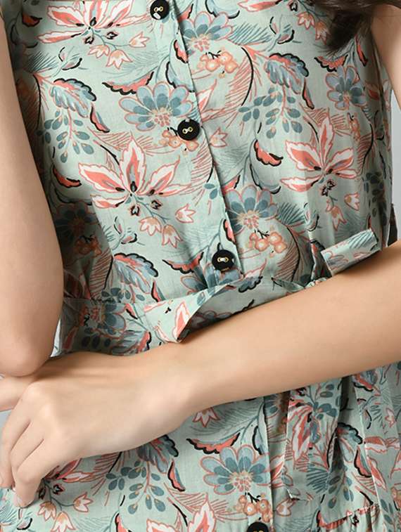 women green floral printed midi dress - 21057808 -  Standard Image - 4