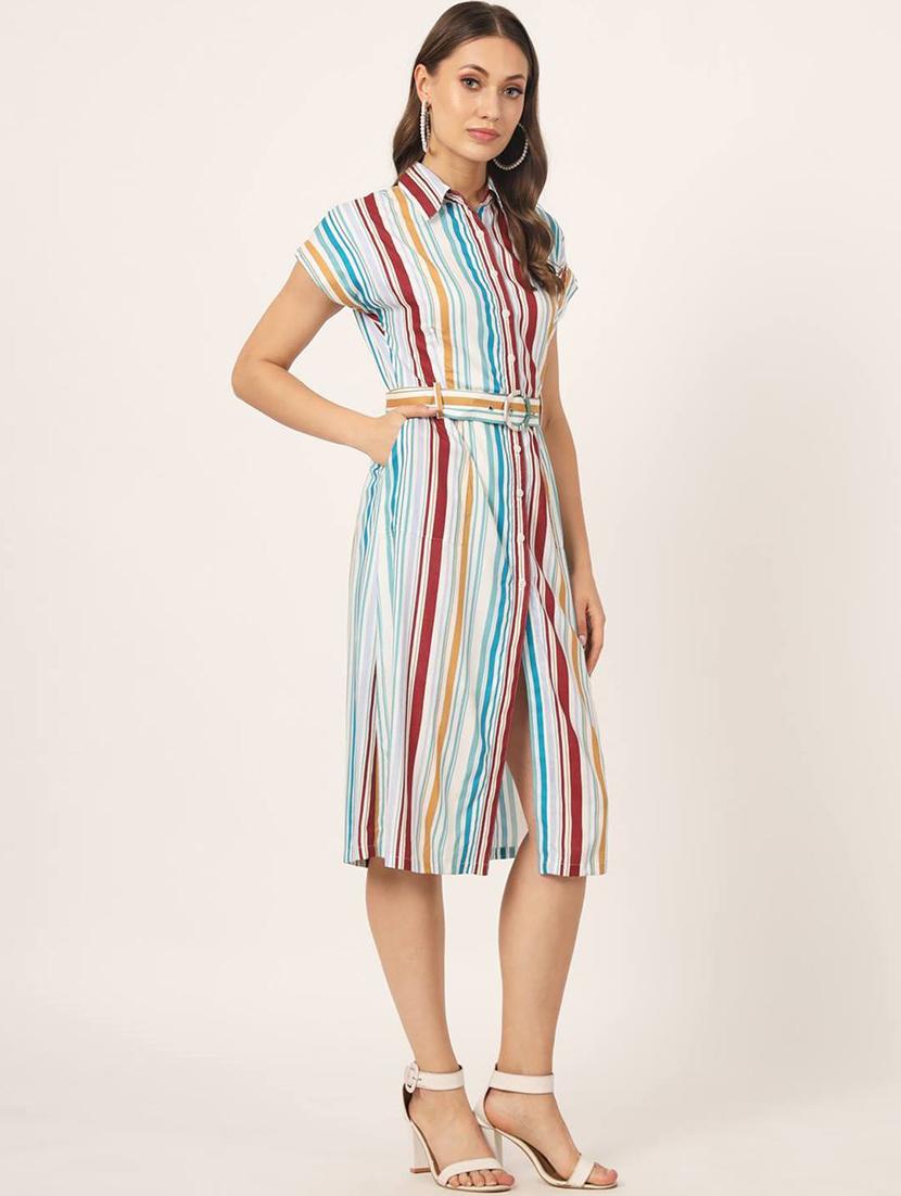 women white striped printed dress - 21057896 - Standard Image - 1