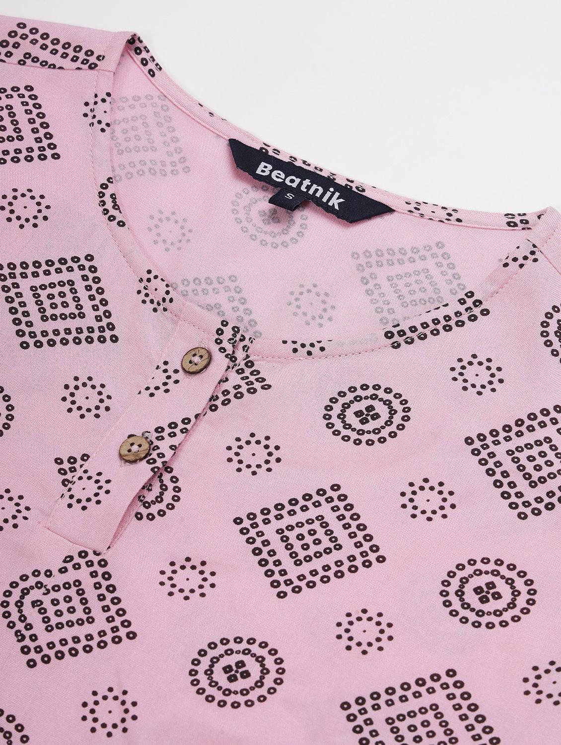 beige printed cotton short kurti - 21057941 - Standard Image - 4