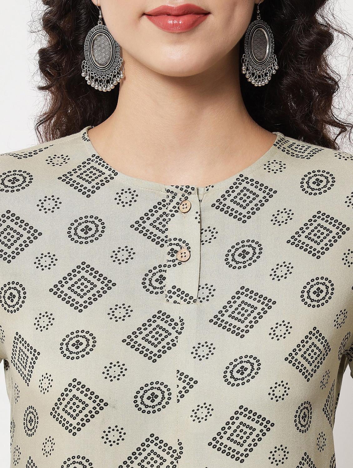 beige printed cotton short kurti - 21057942 - Standard Image - 4