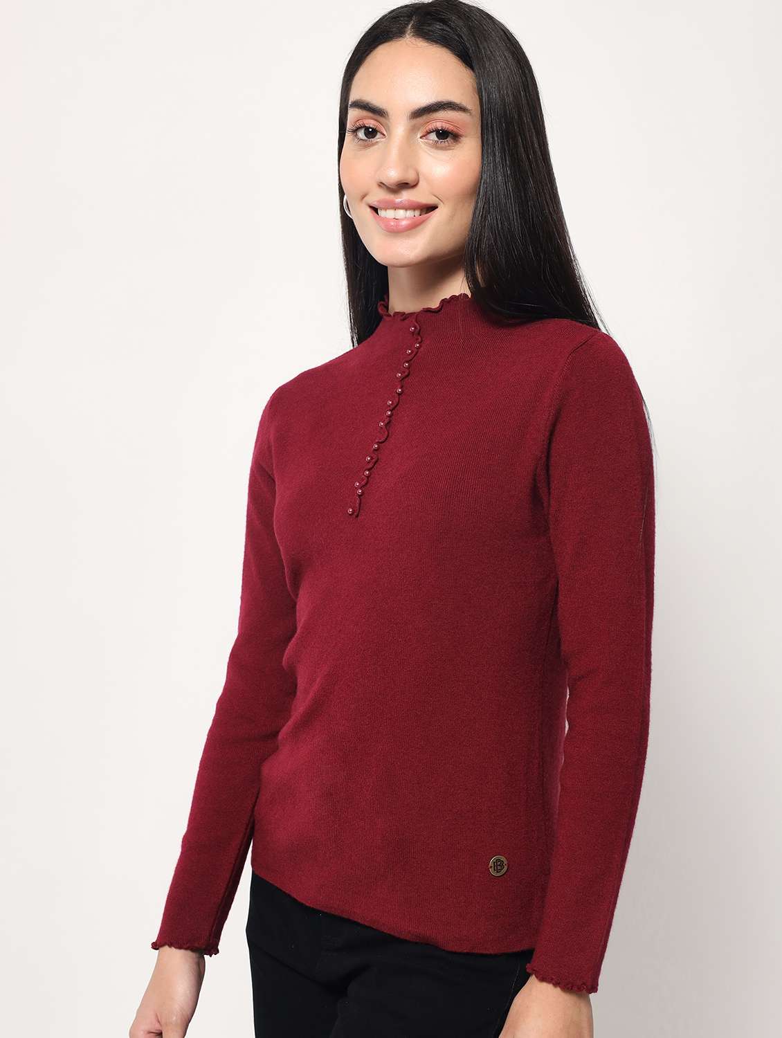 women solid maroon regular pullover - 21057949 -  Standard Image - 1