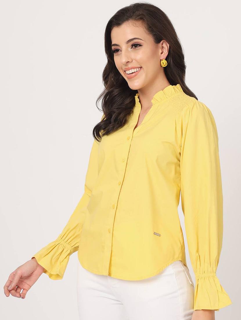 yellow solid regular shirt - 21058018 -  Standard Image - 1