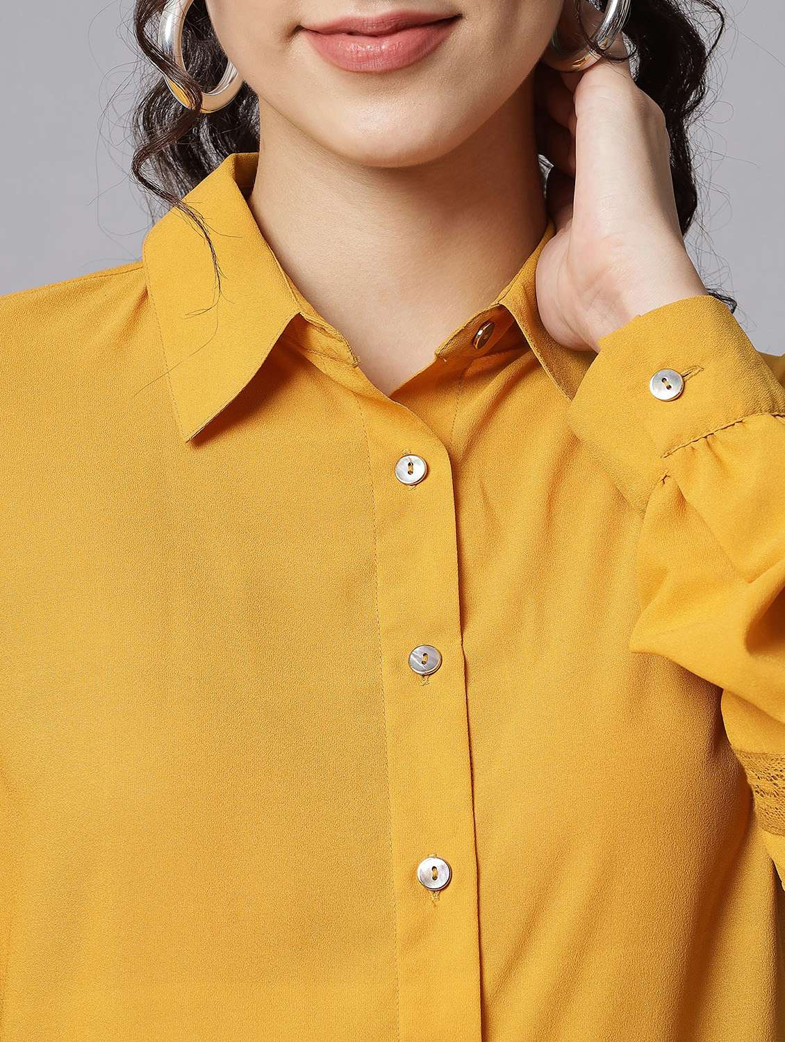 women solid yellow casual shirt - 21058024 -  Standard Image - 4