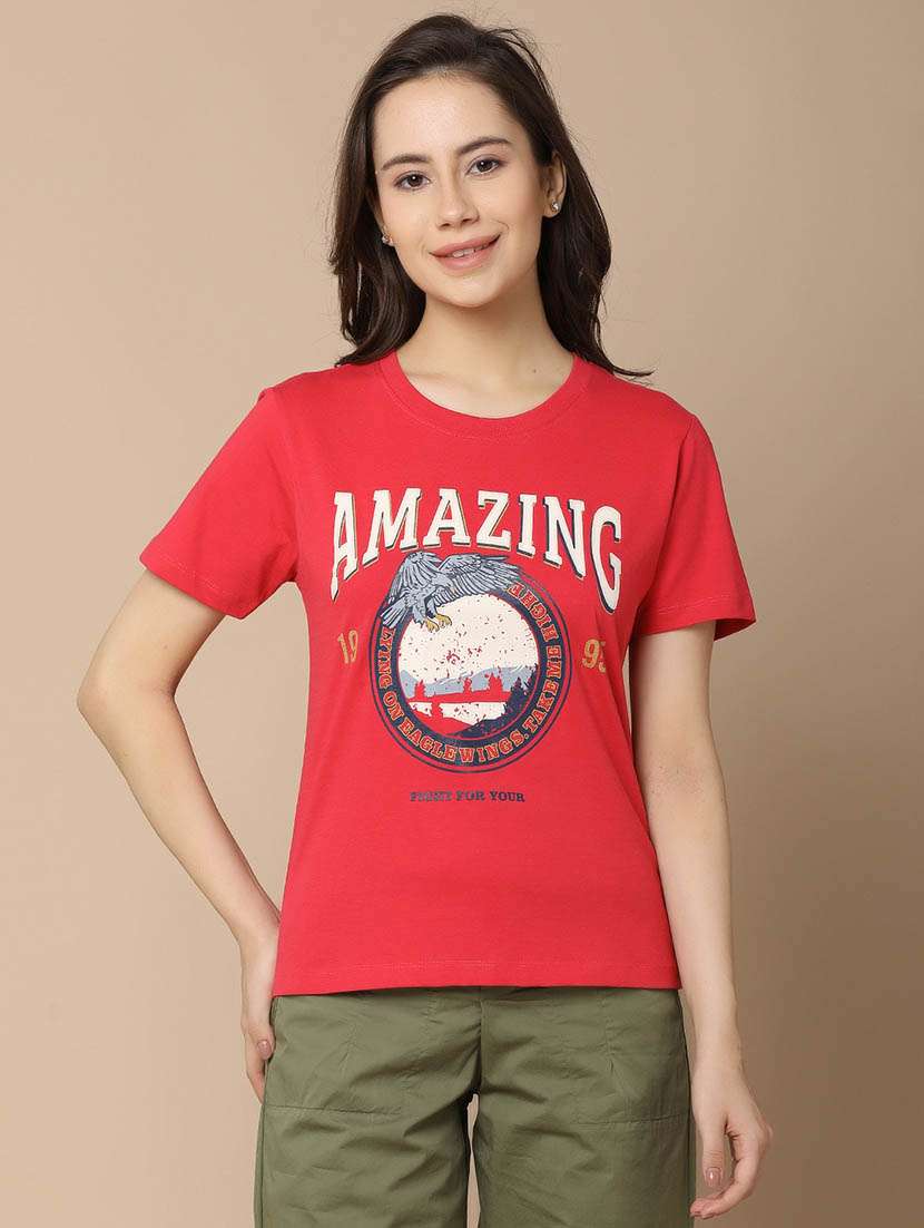 red cotton regular t-shirt