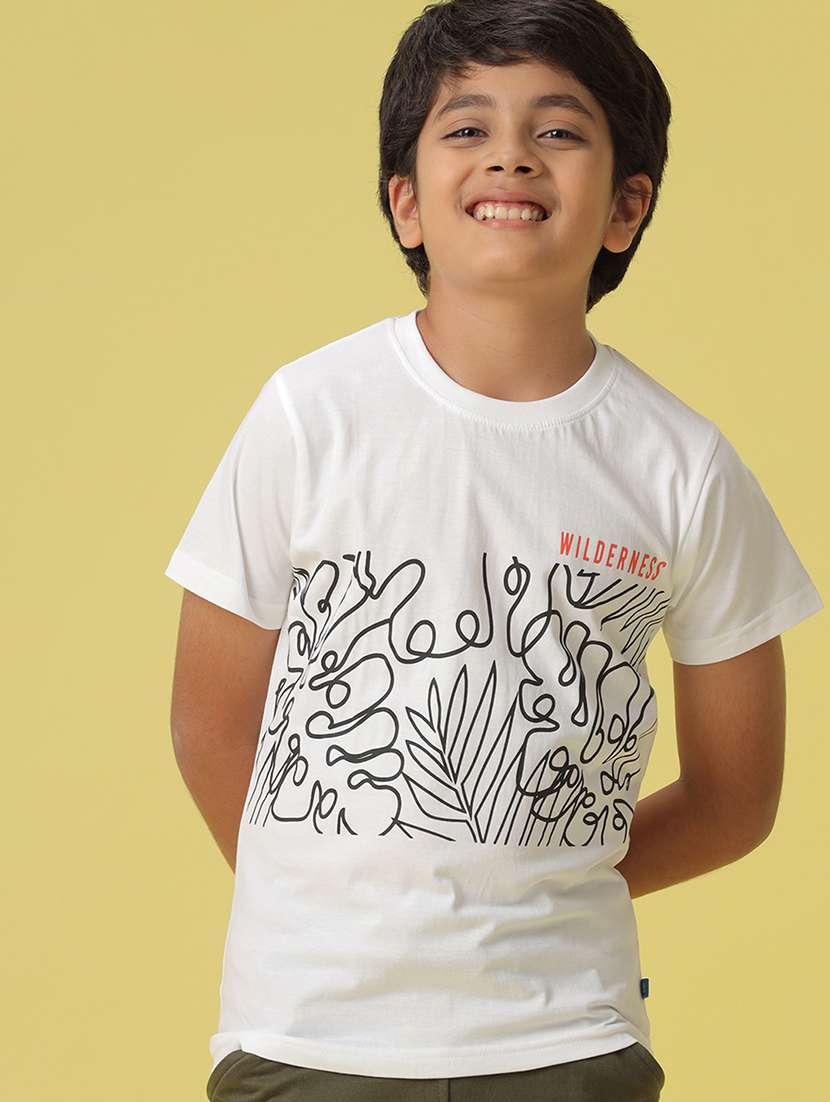 white round neck front print t-shirt - 21058101 -  Standard Image - 1