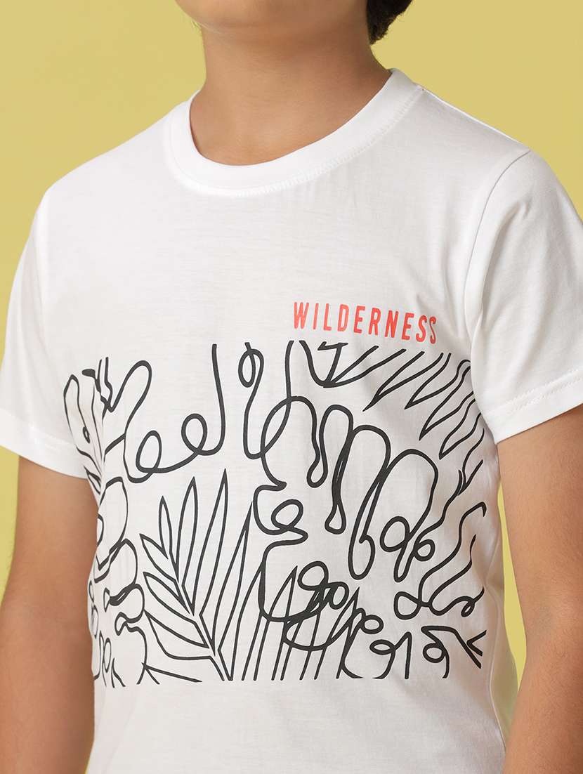 white round neck front print t-shirt - 21058101 -  Standard Image - 6