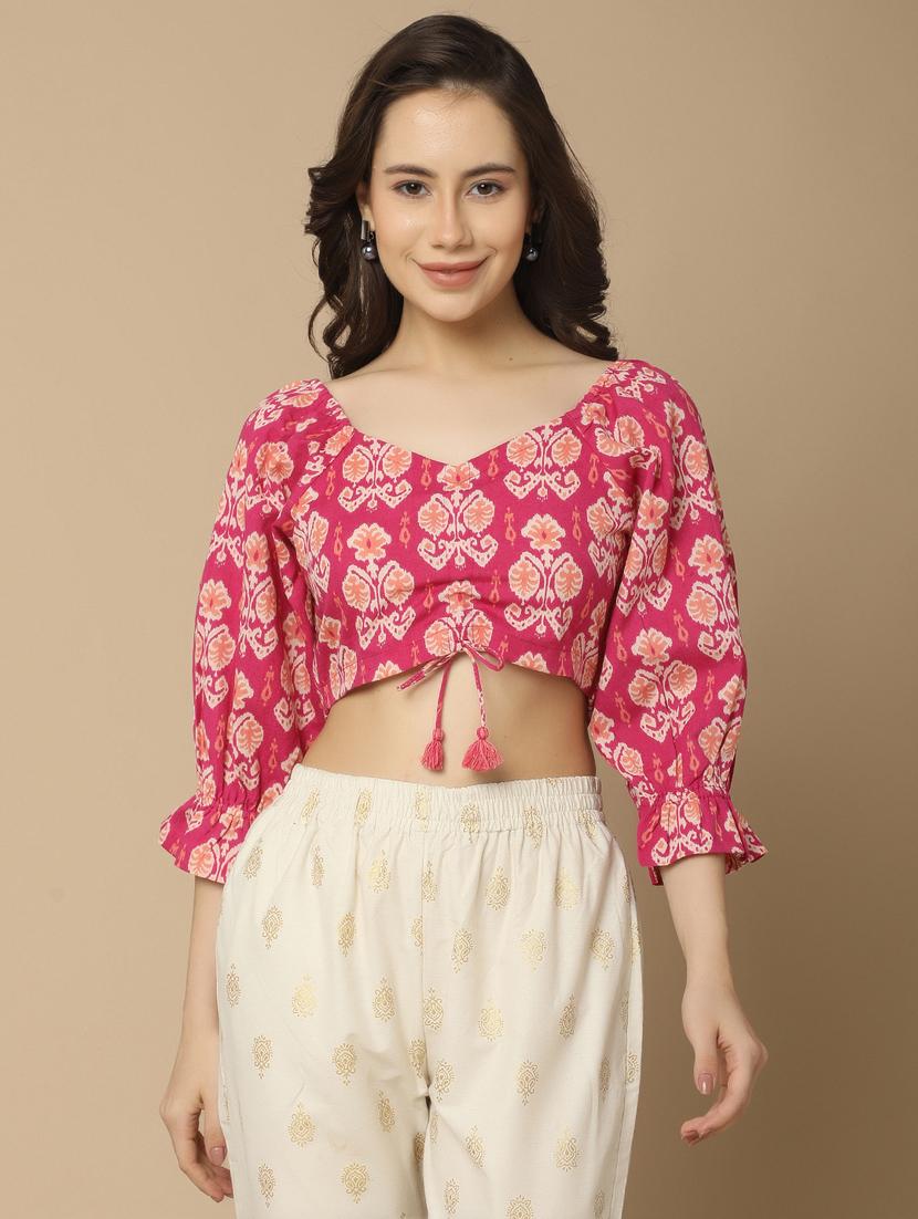 pink cotton crop top - 21058153 - Zoom Image - 0