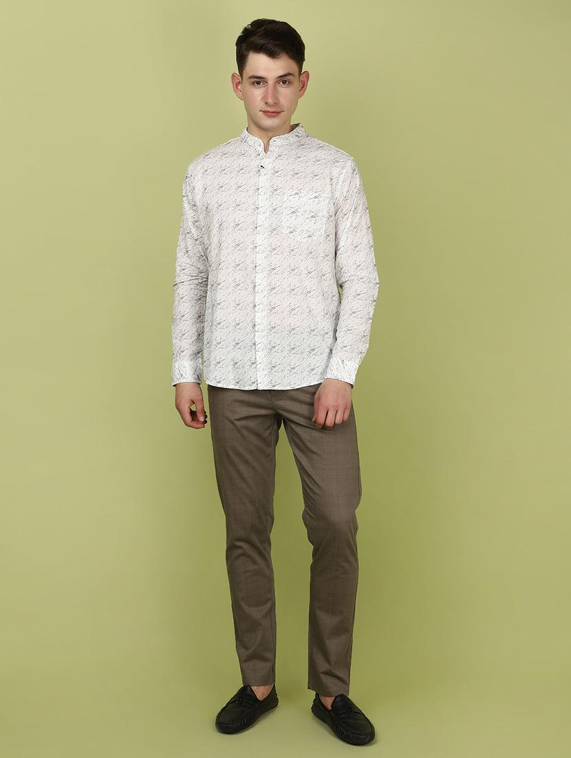 olive cotton flat front casual trousers - 21058218 - Standard Image - 4