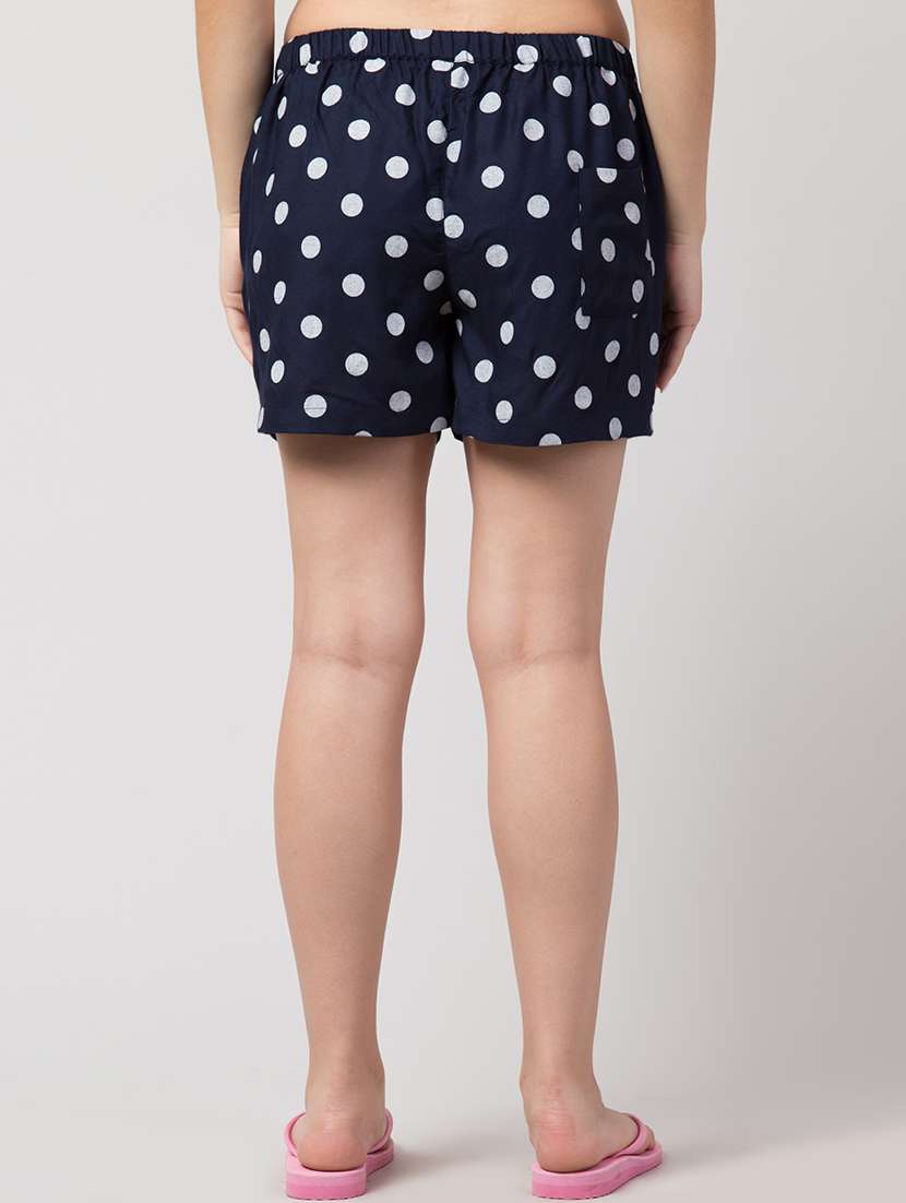 women navy blue polka dots printed regular shorts - 21058338 -  Standard Image - 4