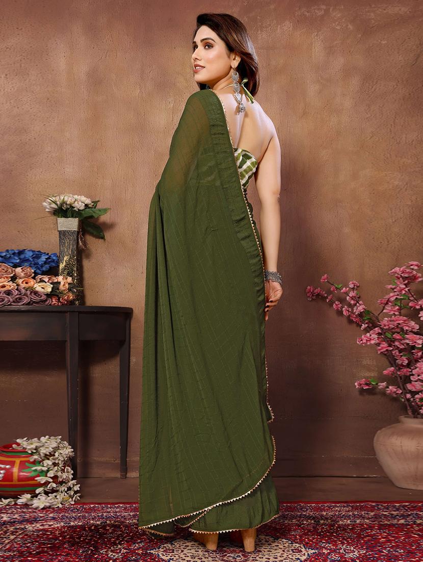 women checkered ready to wear saree - 21058759 - Standard Image - 1