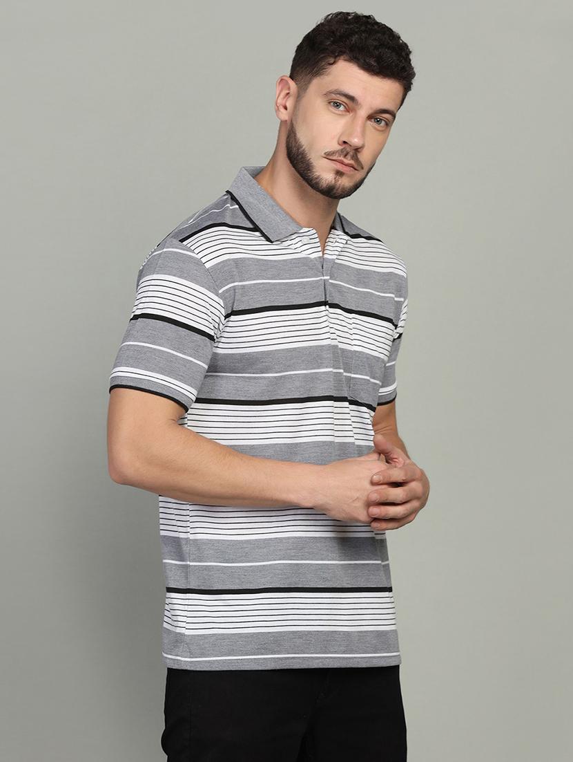 pack of 2 grey striped printed polo t-shirt - 21058781 - Standard Image - 1
