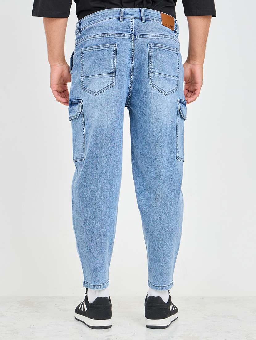 men mid rise solid cargos - 21059218 - Standard Image - 1