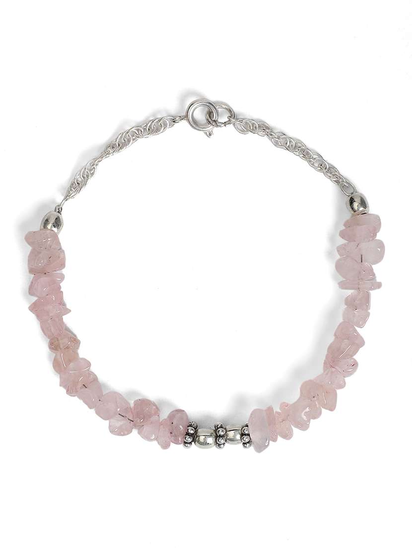 rose quartz metal charms chain bracelet - 21059230 -  Standard Image - 1