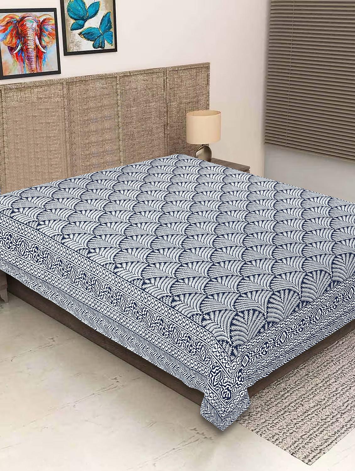 texstylers blue cotton 260 tc floral print 60 x 90 inches single bedsheet - 21059278 - Standard Image - 1