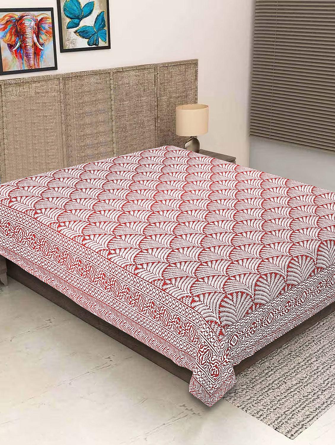 texstylers red cotton 260 tc printed 60 x 90 inches single bedsheet - 21059279 -  Standard Image - 1
