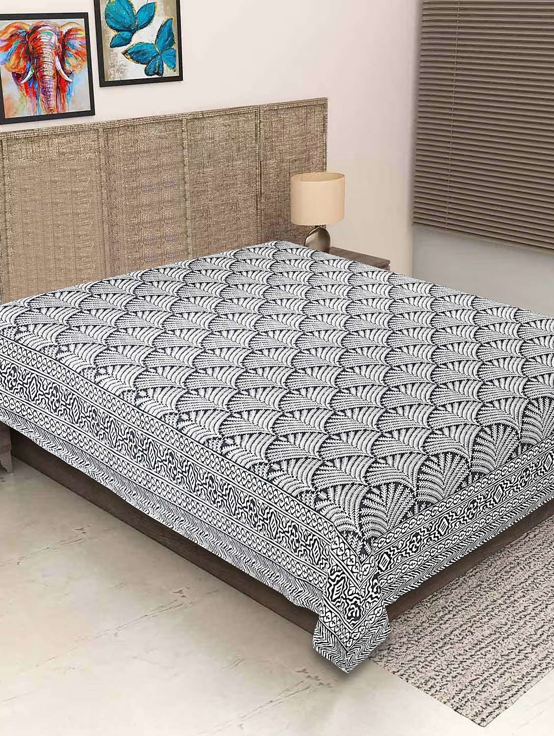 texstylers grey cotton 260 tc printed 60 x 90 inches single bedsheet - 21059280 -  Standard Image - 1