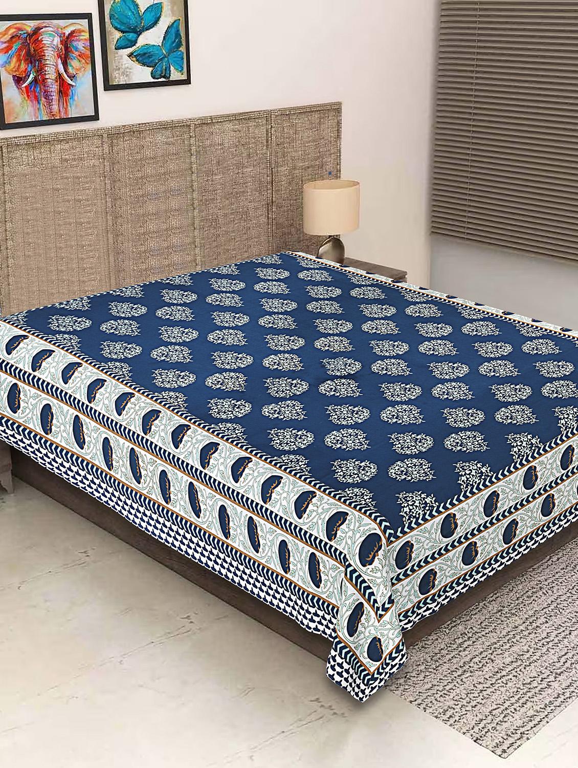 texstylers blue cotton 260 tc floral print 60 x 90 inches single bedsheet - 21059281 - Standard Image - 1