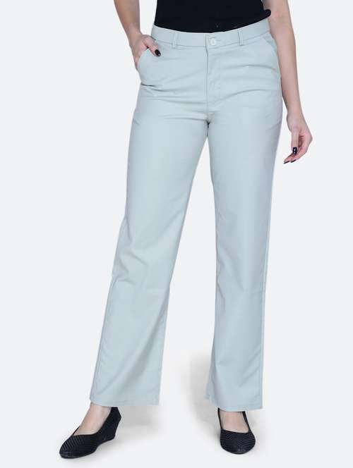 women solid green bootcut trouser - 21059521 -  Standard Image - 0