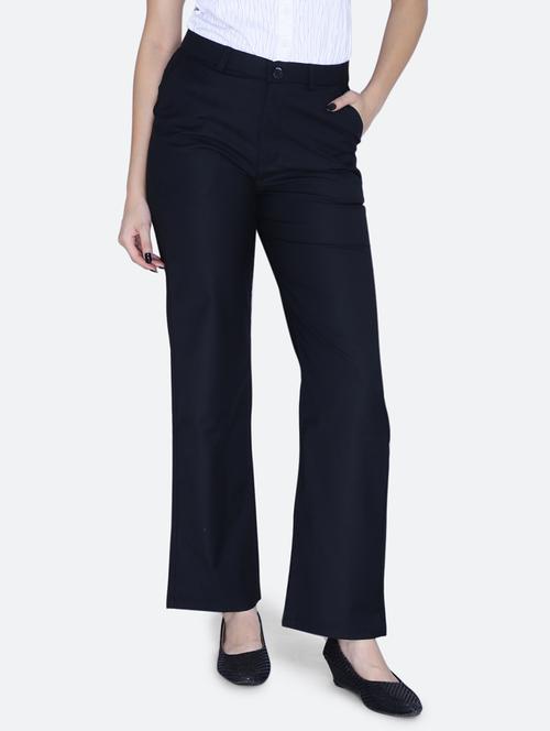 women solid black bootcut trouser - 21059528 - Standard Image - 0