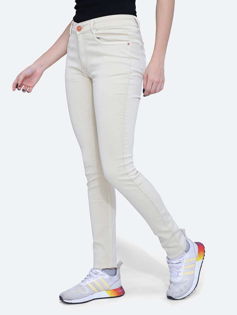 women solid white denim jeans - 21059535 -  Standard Image - 1