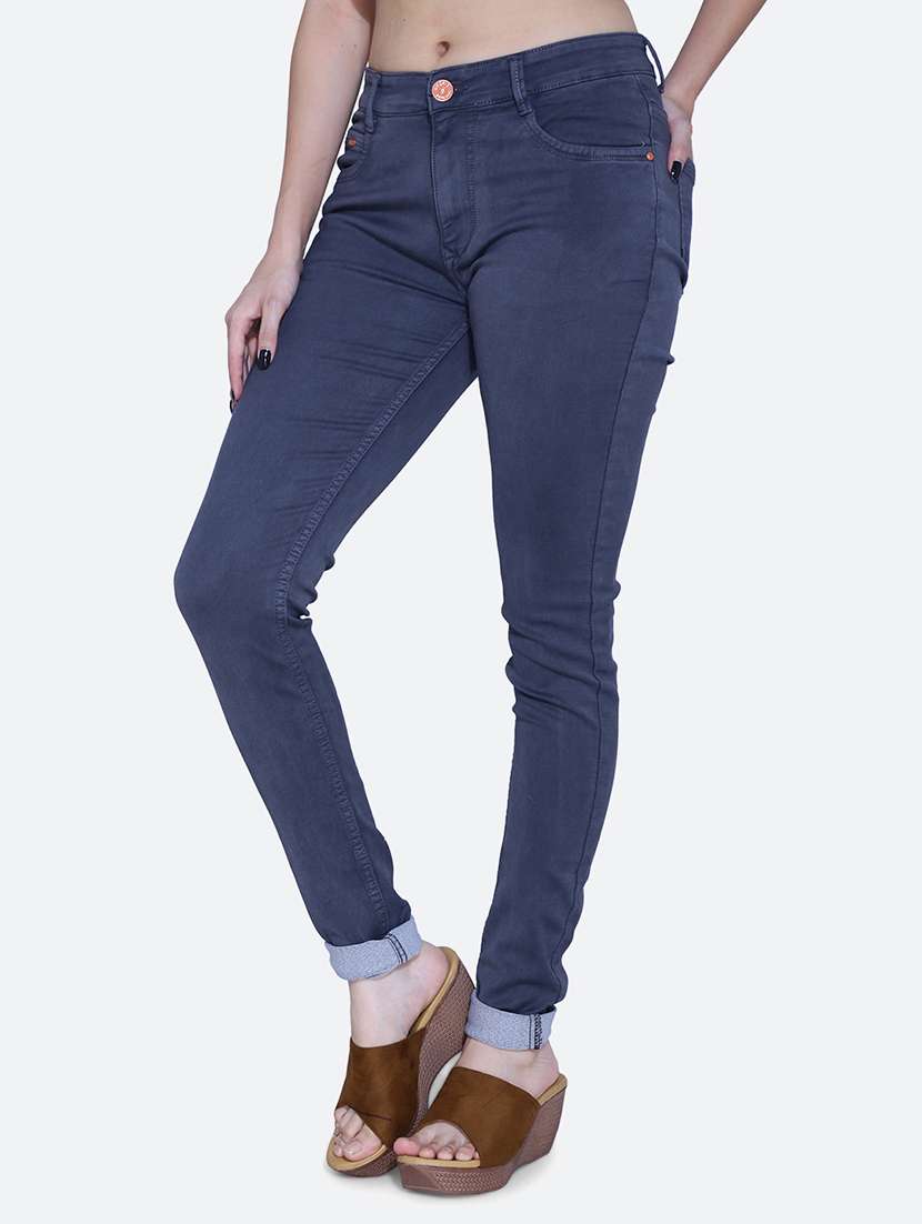 women solid blue denim jeans - 21059547 -  Standard Image - 1