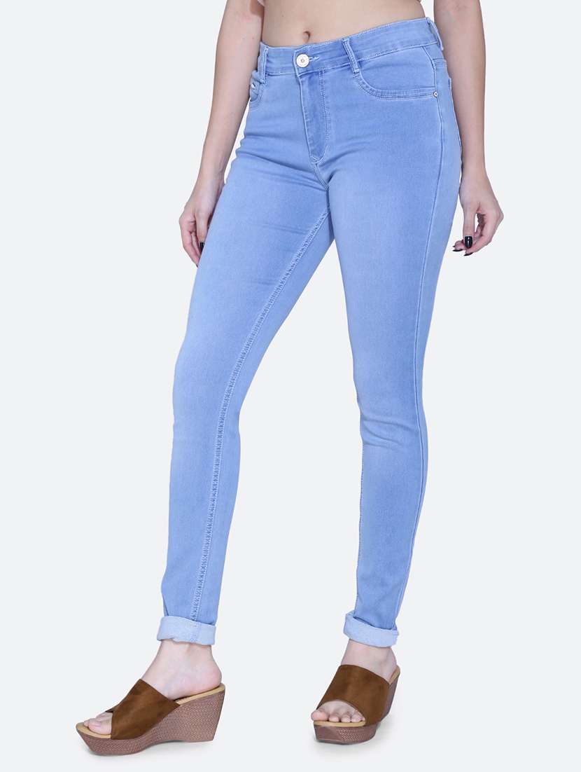 women solid light blue denim jeans - 21059577 -  Standard Image - 1