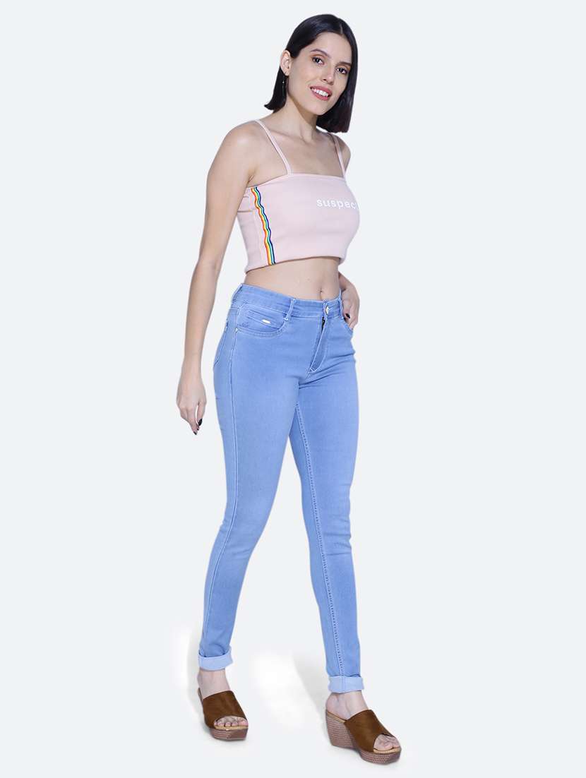 women solid light blue denim jeans - 21059577 -  Standard Image - 4