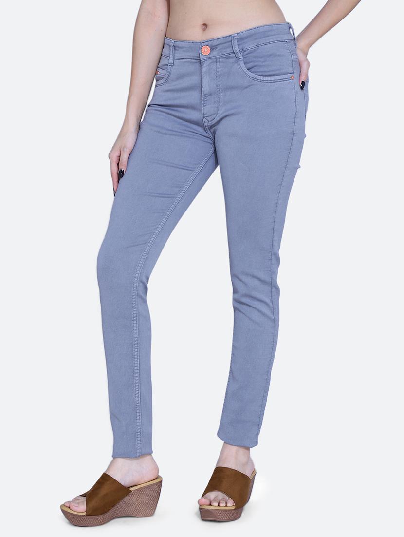 women solid grey denim jeans - 21059595 -  Standard Image - 1