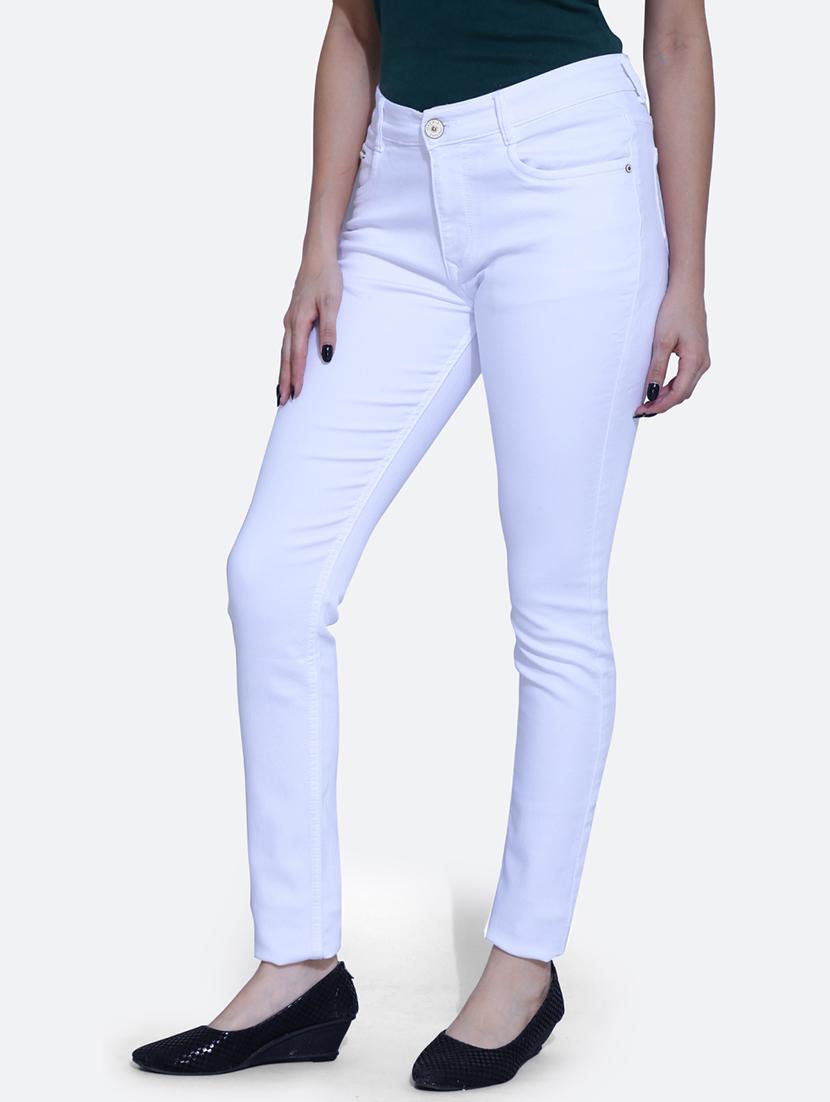 women solid optic white denim jeans - 21059650 - Standard Image - 1