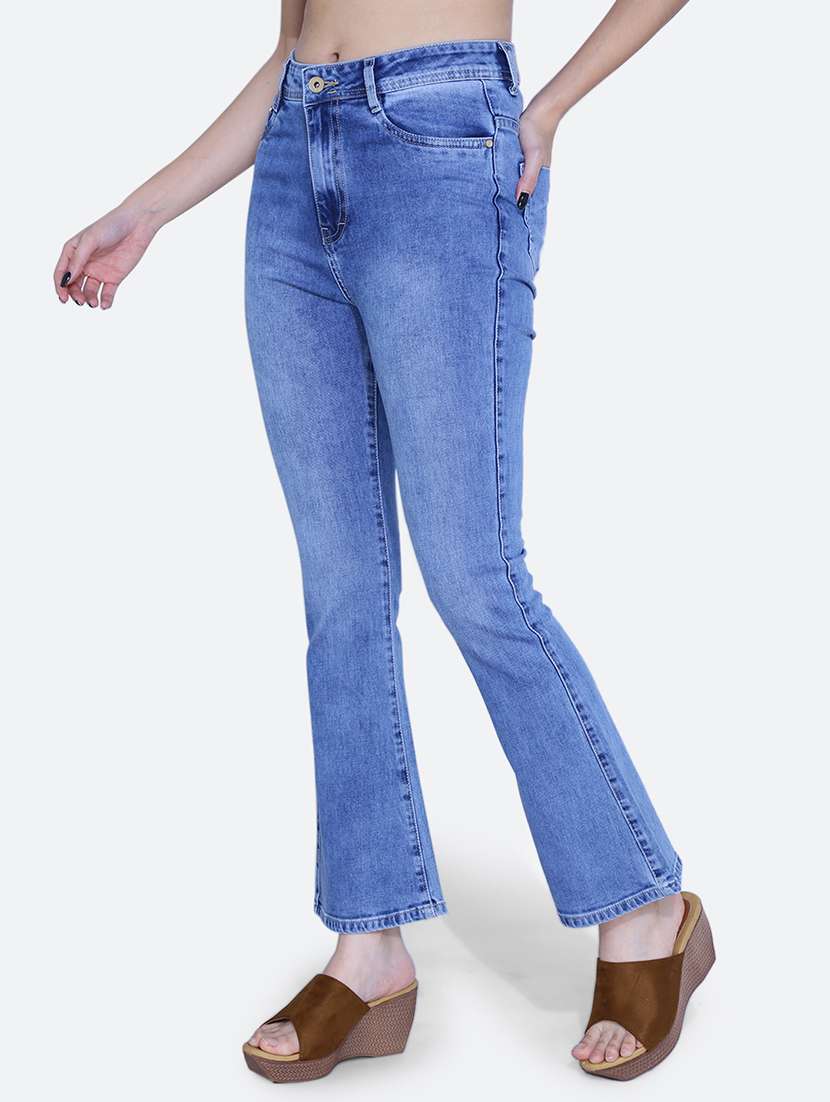 women solid blue bootcut jeans - 21059688 -  Standard Image - 1