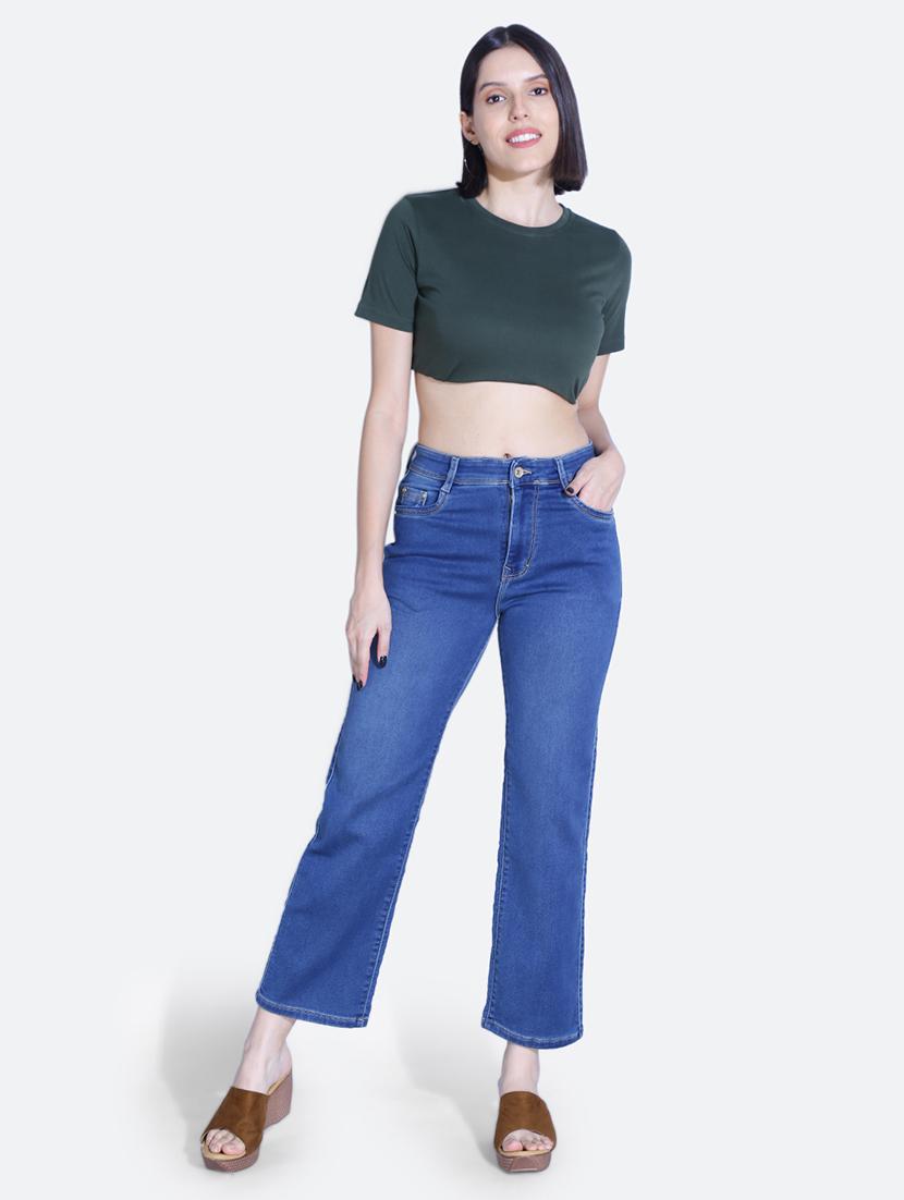 women solid blue denim jeans - 21059760 - Standard Image - 4