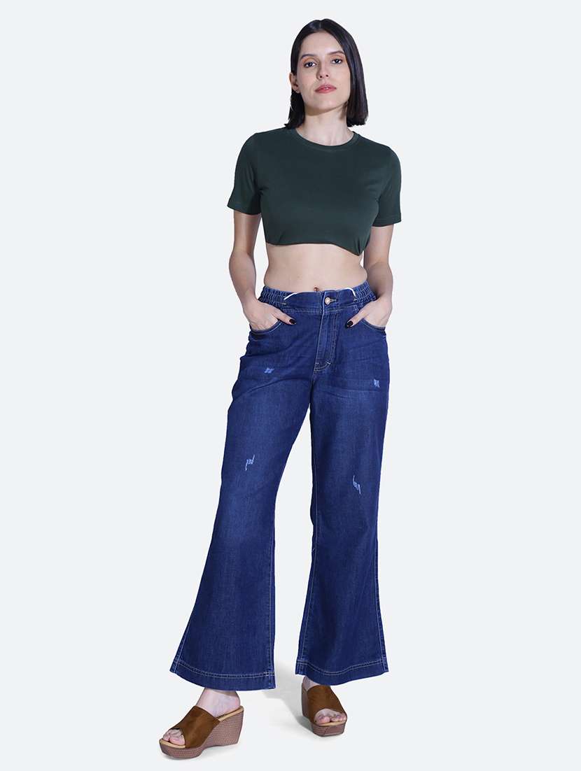 women blue distressed detailed denim jeans - 21059771 - Standard Image - 4