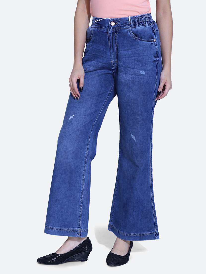 women blue distressed detailed denim jeans - 21059777 -  Standard Image - 1