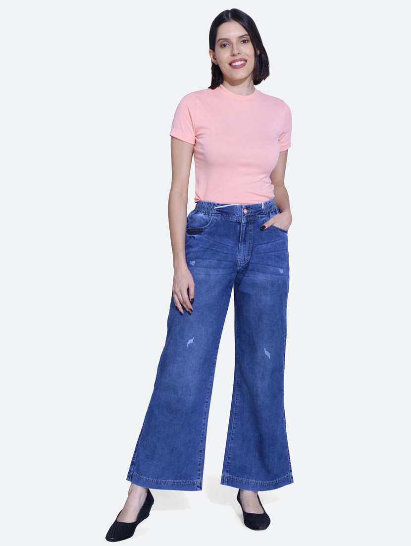 women blue distressed detailed denim jeans - 21059777 -  Standard Image - 4