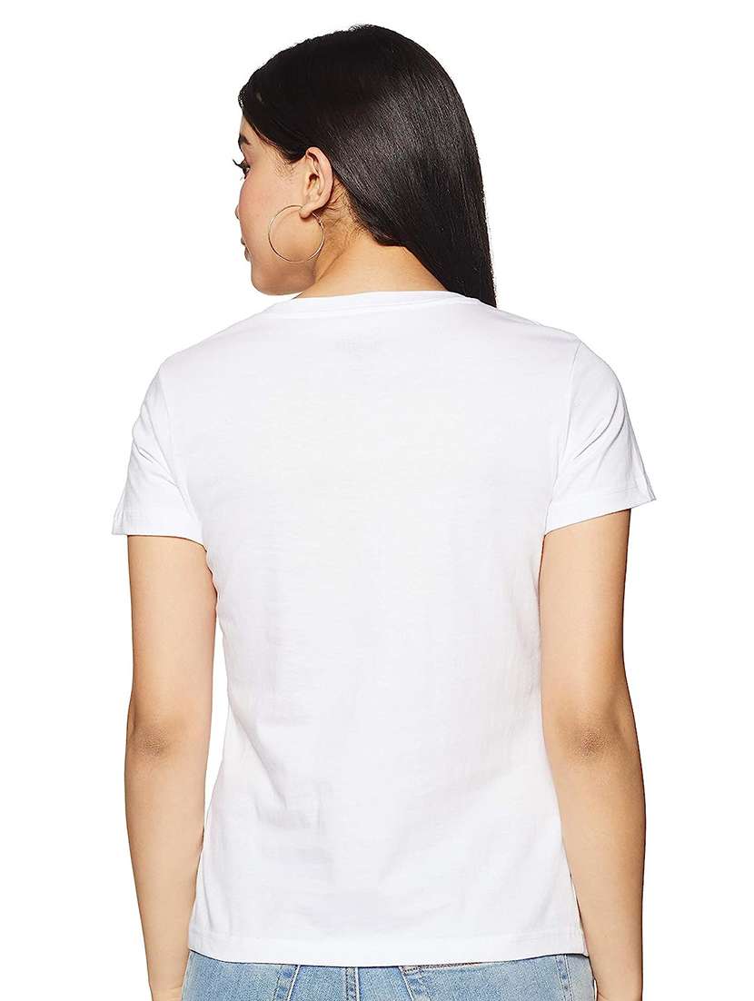 women white front print casual t-shirt - 21059863 -  Standard Image - 1