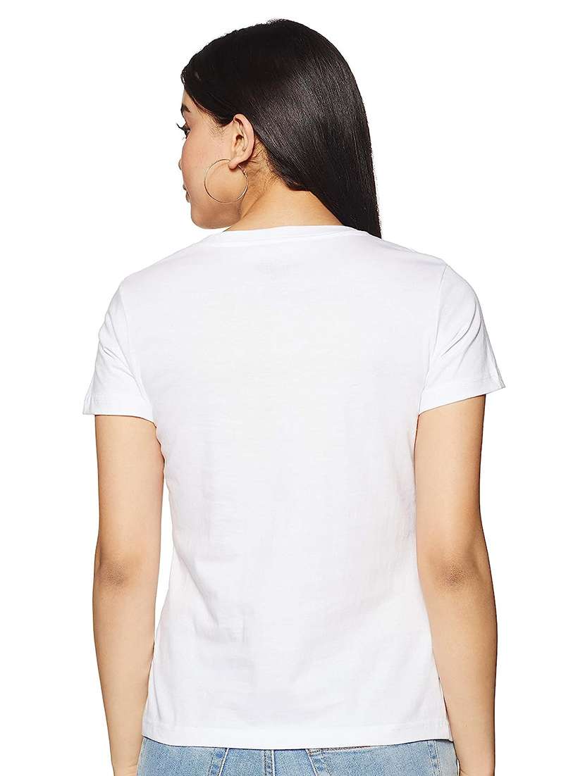 women white front print casual t-shirt - 21059866 -  Standard Image - 1