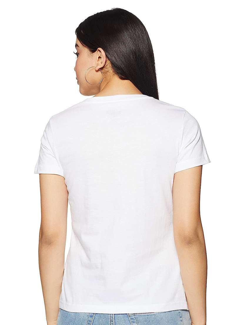 women white front print casual t-shirt - 21059872 -  Standard Image - 1