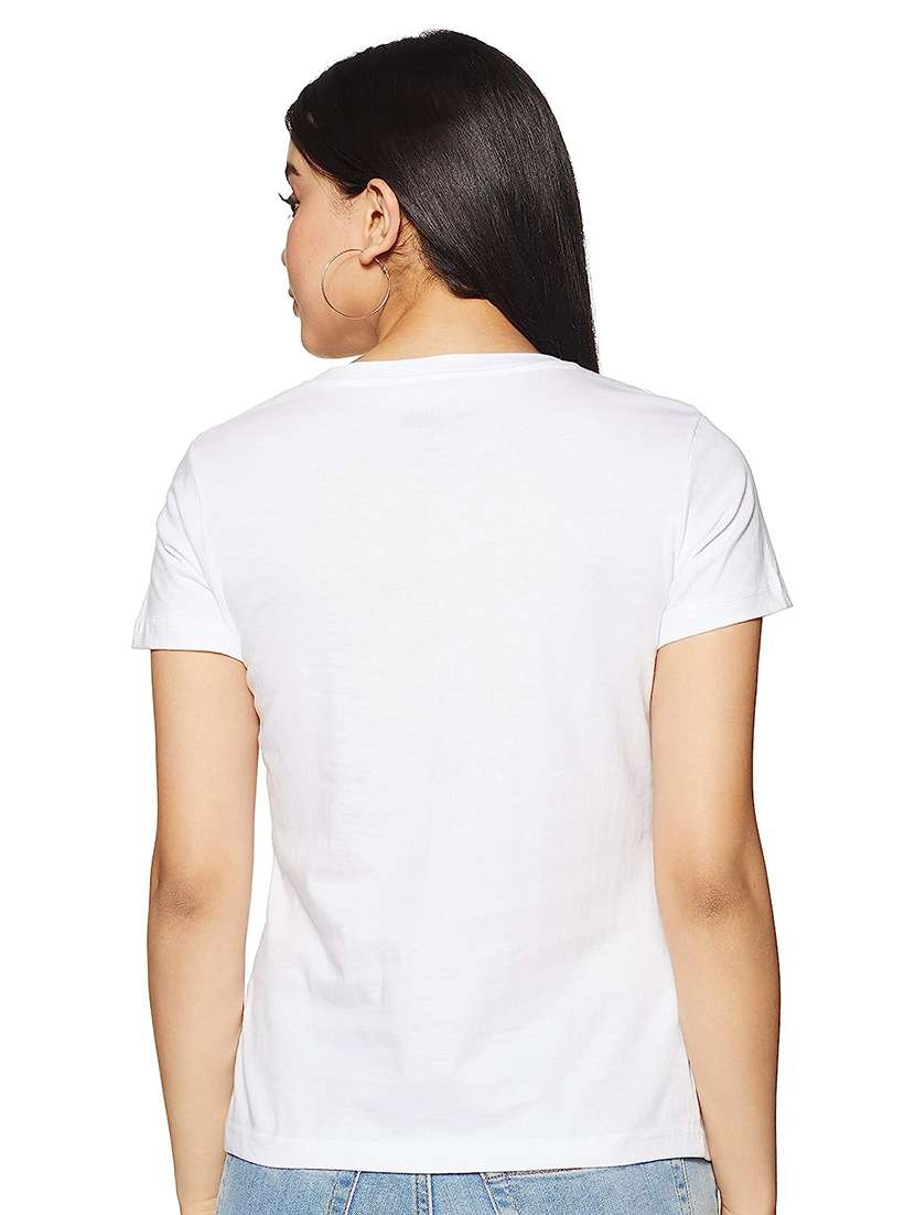 women white front print casual t-shirt - 21059877 -  Standard Image - 1